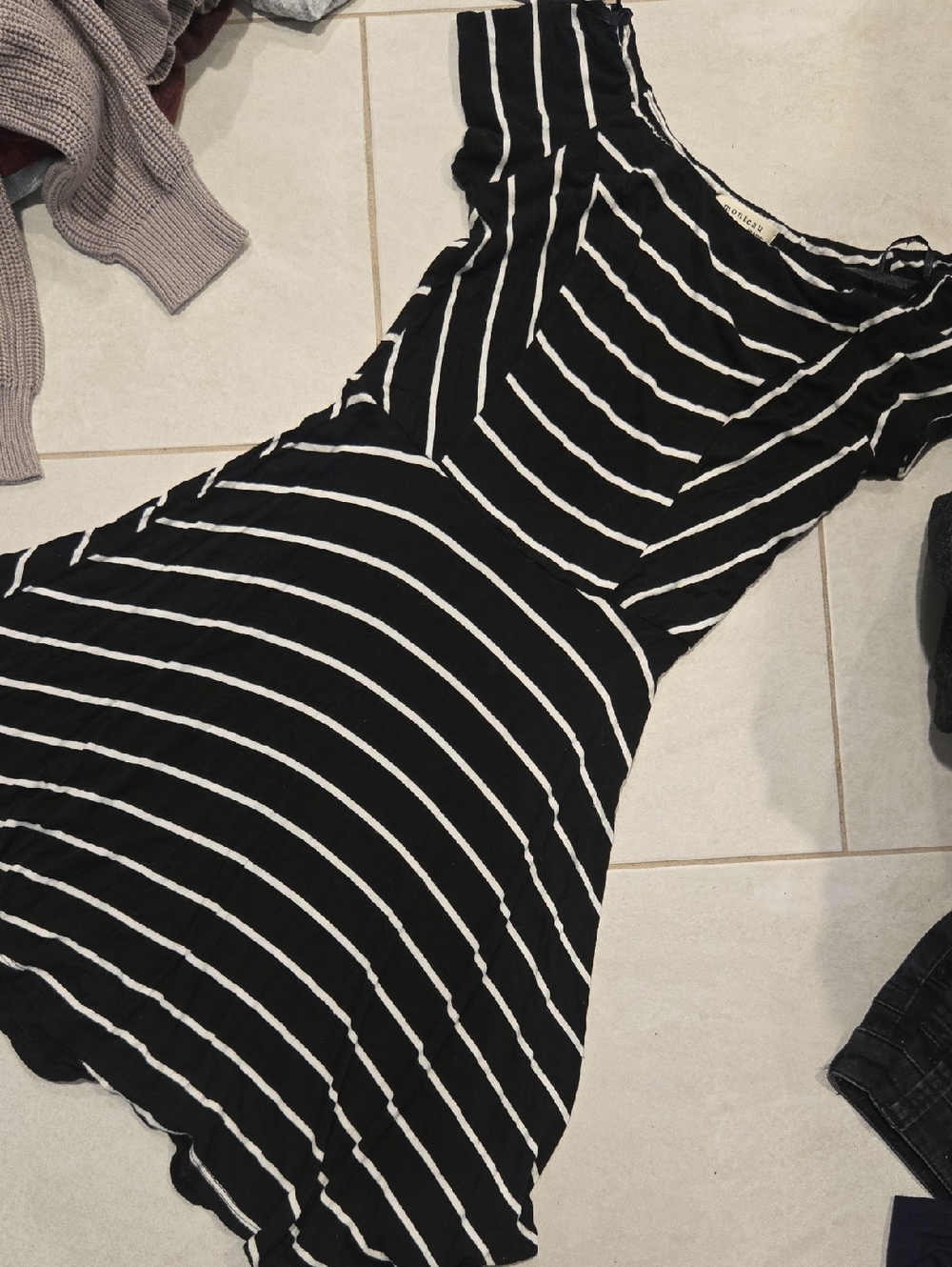 Monteau Black and White Striped Dress